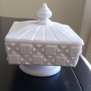 Westmoreland Crystal Milk Glass Square Box w/ Lid
